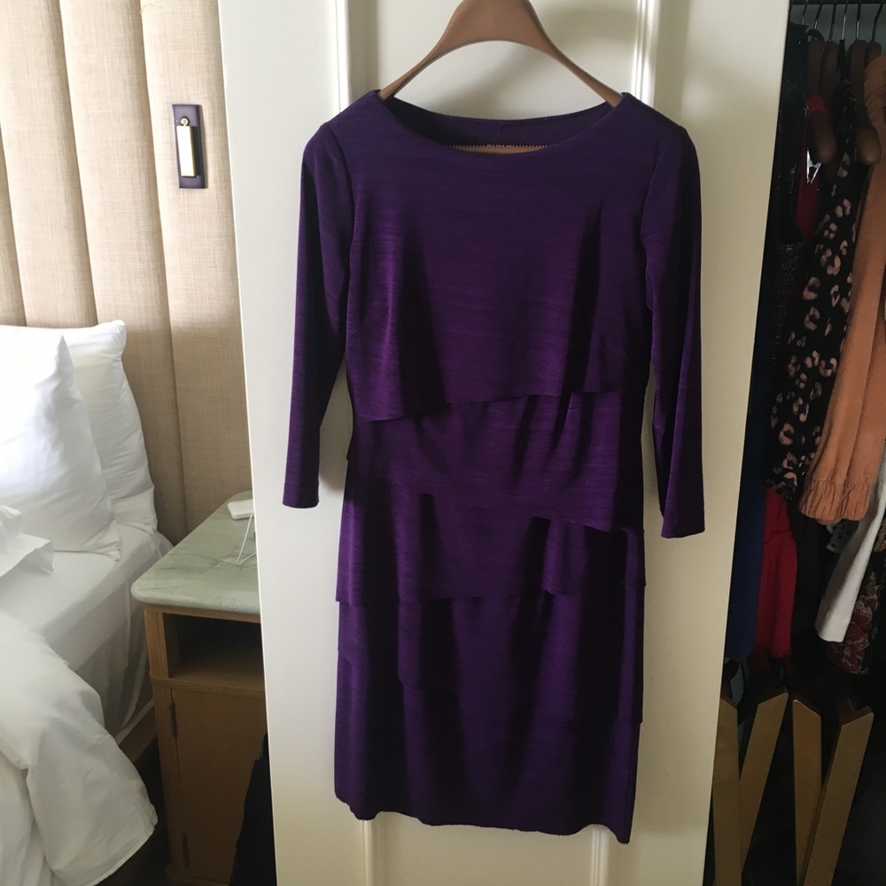 Tahari purple 3/4 sleeve dress